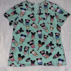 Disney Mickey and Minnie Ice Cream Scrub Top
